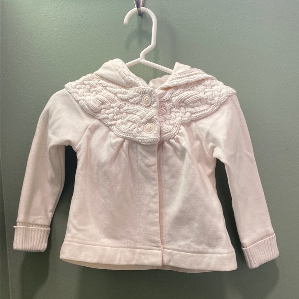 Baby Gap White Knit Collar Button-Up Jacket
